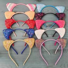 葱粉猫耳朵发箍儿童卡通甜美糖果色可爱耳朵发卡不掉粉头箍发饰