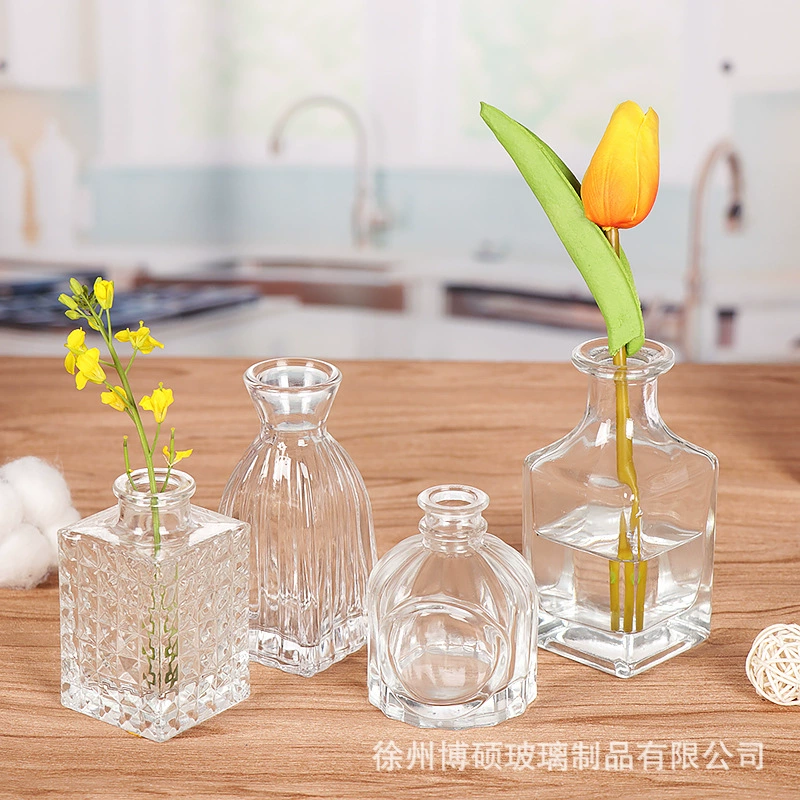Стеклянная ваза в скандинавском стиле, простая мини-ваза для гидропонных цветов на рабочем столе, домашние украшения для декора с сушеными цветами.