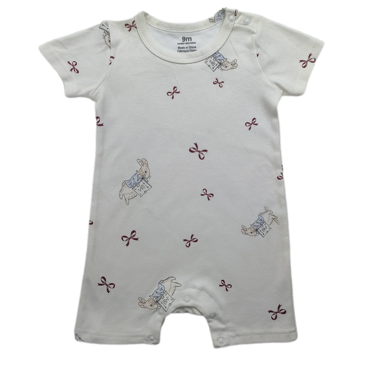 Foreign trade short crawl [double-sided cotton] baby animal floral floral shoulder open button one-piece short-sleeved crawl suit for men, women and infants