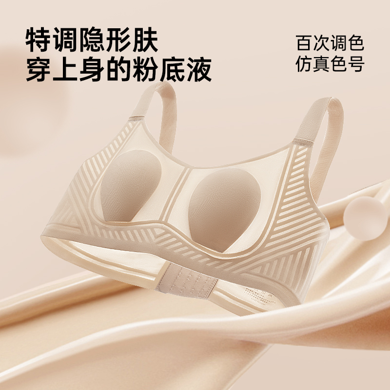 Xiangmi Women's Summer Thin Bra for Large Busts, Minimizing, Anti-Sagging, Side Breast Gathering, Seamless, Comfortable, Wireless Adjustable Bra