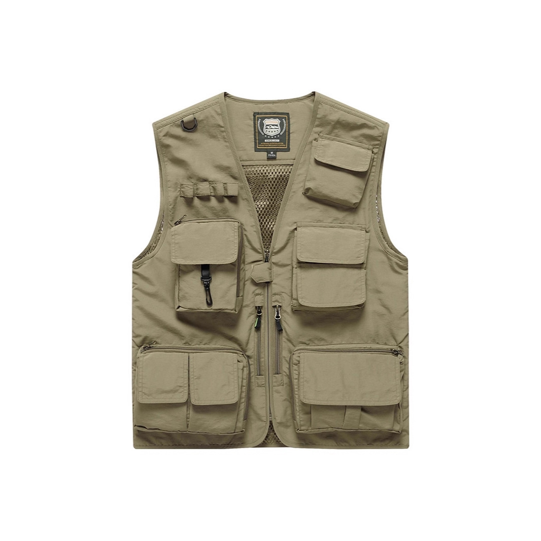 Men's Thin Multi-Pocket Vest Workwear Outdoor Breathable Large Size Sports Vest with Logo Printing Option