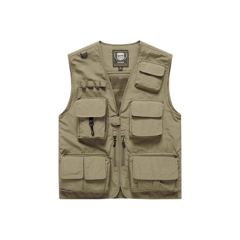 Men's Thin Multi-Pocket Vest Workwear Outdoor Breathable Large Size Sports Vest with Logo Printing Option