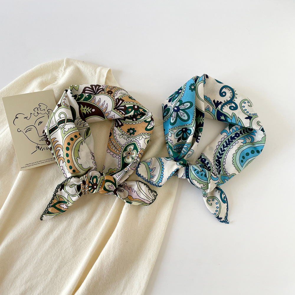 Leopard Print Cotton Square Neck Scarf For Women Lightweight_voghion.com