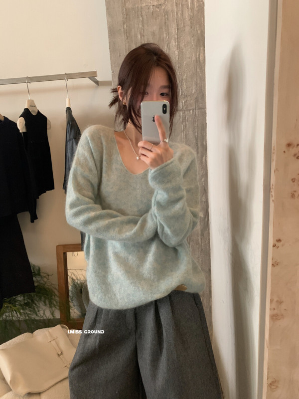 imiss 韩标！超级大爆款！进店必带超细马海毛女33%羊毛V领毛衣|undefined