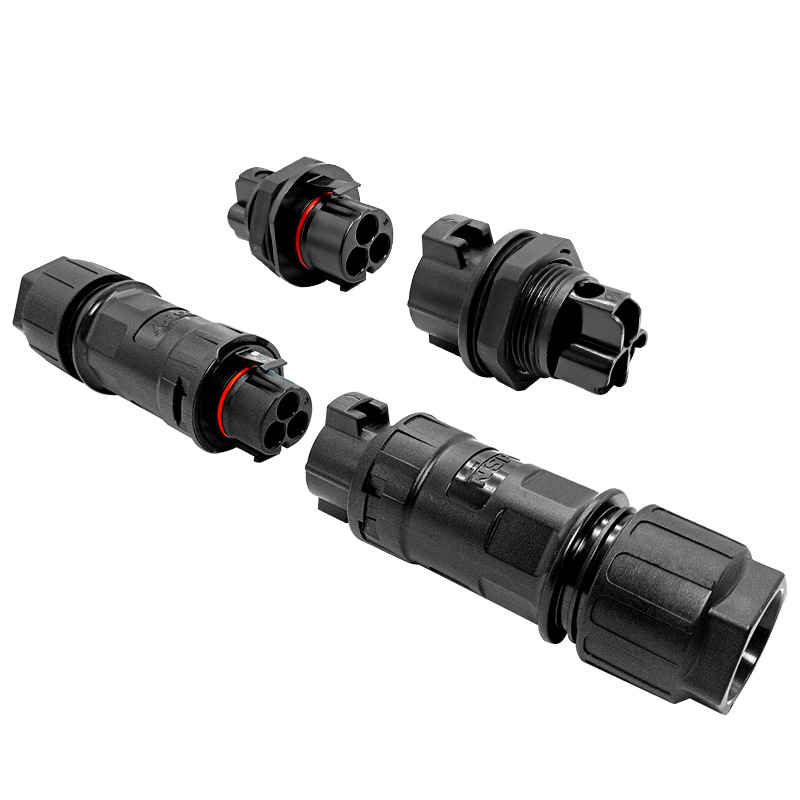 AC防水连接器3芯线接头AC500V板端对插50A大电流公母线缆连接头