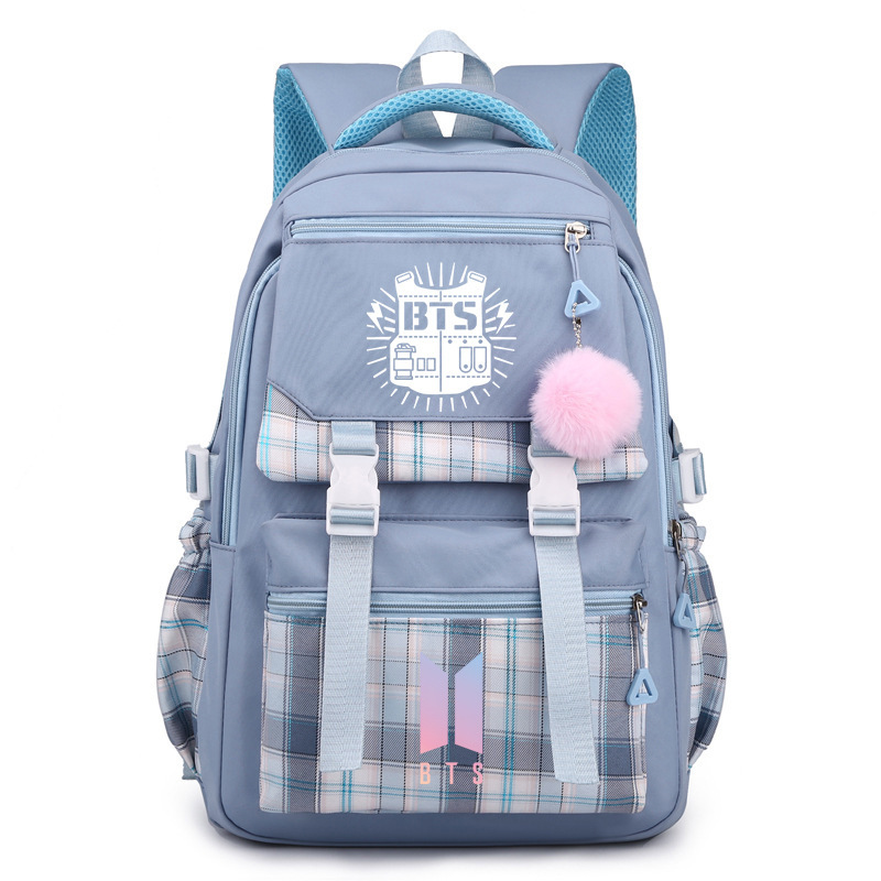 Korean Bts Old Version Bulletproof Vest Logo Print High School Student Backpack Double Shoulder Load-Reducing Backpack Korean Bts Old Version Bulletproof Vest Logo Print High School Student Backpack Double Shoulder Load-Reducing Backpack