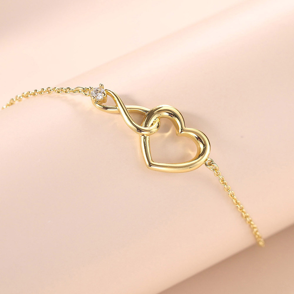 Elegant Heart Shape Copper Plating Zircon Bracelets
