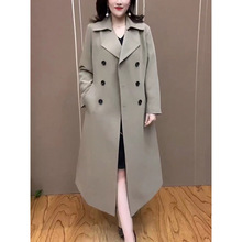 卡其色中长款风衣外套女2025年春秋新款韩版宽松过膝双排扣大衣薄