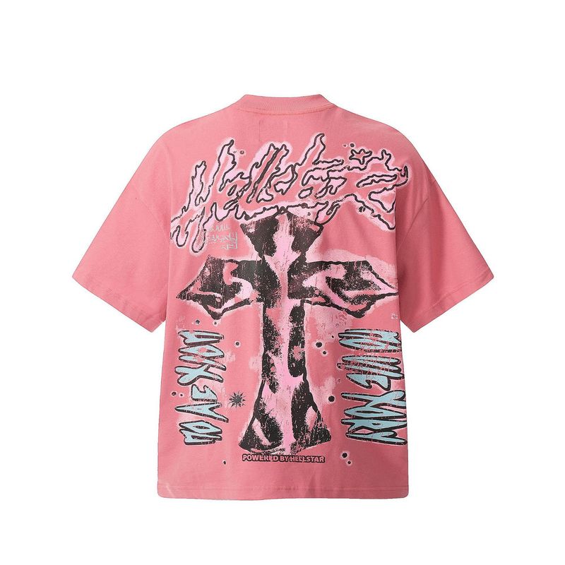 クロスボーダー新しい夏アメリカンレトロ半袖クリエイティブレタープリントルーズトレンディブランド半袖Tシャツトップス男性と女性用|undefined
