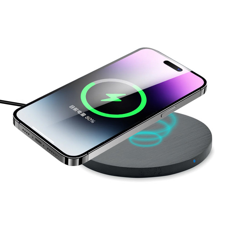 黑色Bamboo无线充 圆形方形木质竹质手机无线充 竹木无线充电器