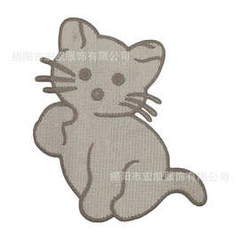 宏凯绣品水溶刺绣猫咪绣花图案刺绣布贴辅料衣服装饰贴补丁贴