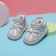 麦布熊冬季女童雪地靴女宝宝公主短靴小童学步鞋子婴儿童加绒棉鞋