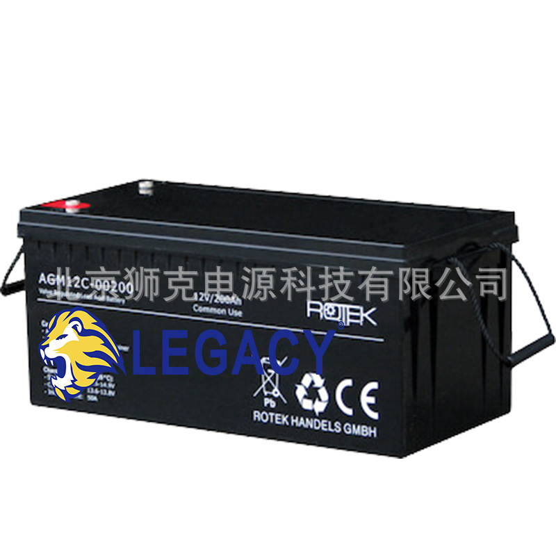 ROTEK蓄电池 AGM12C-00200 抗冲击 防漏塑料外壳 带安全阀 200AH