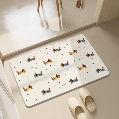 Avtomobil döşəmə paspasları, Door Absorbent Mat, Toilet Door - running-dachshund-354509cm-square-white-background