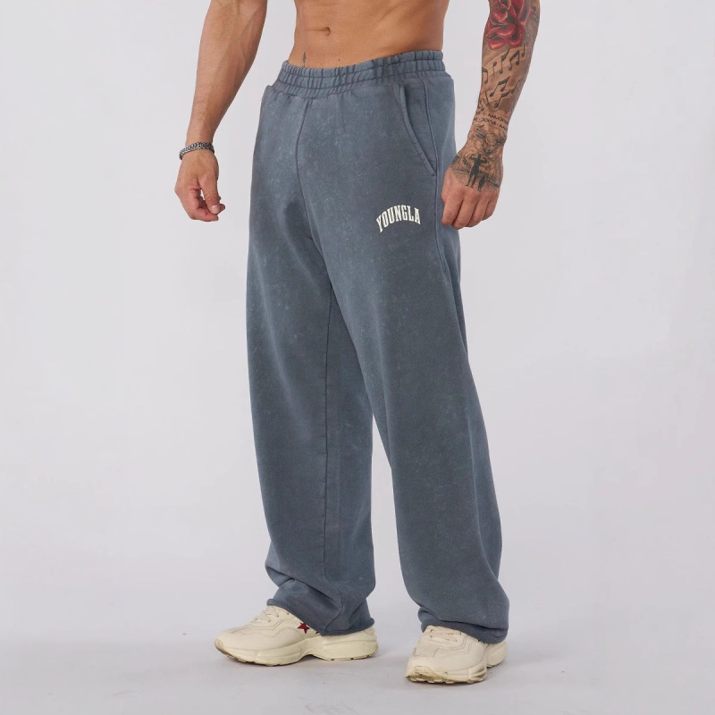 Youngla New Men's Sports Pants Loose Straight-Leg Trousers Jogger Gym Exercise Fitness Casual Pants