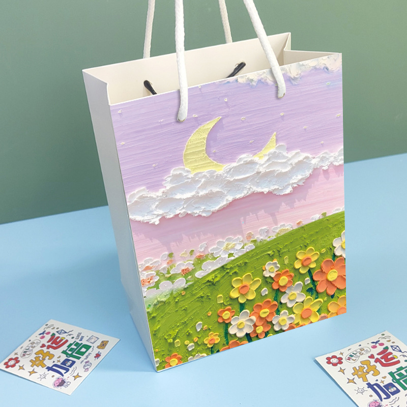 Bolsa de regalo de estilo de pintura al óleo, bolsa de regalo de temporada de graduación, bolsa de regalo de alta calidad, bolsa de papel, bolsa de embalaje de regalo