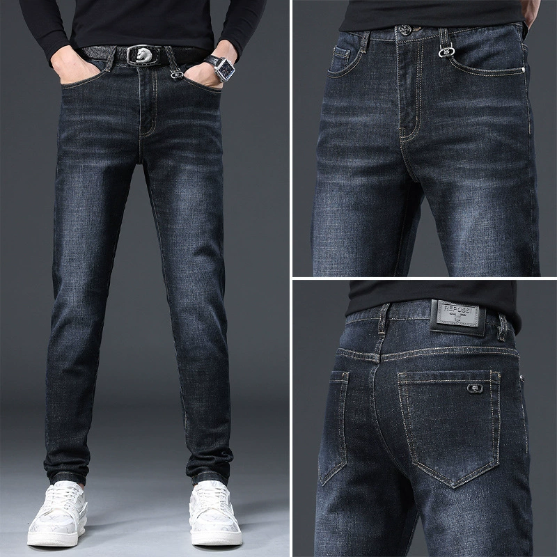 Осенние синие джинсы, casual брюки, Slim fit