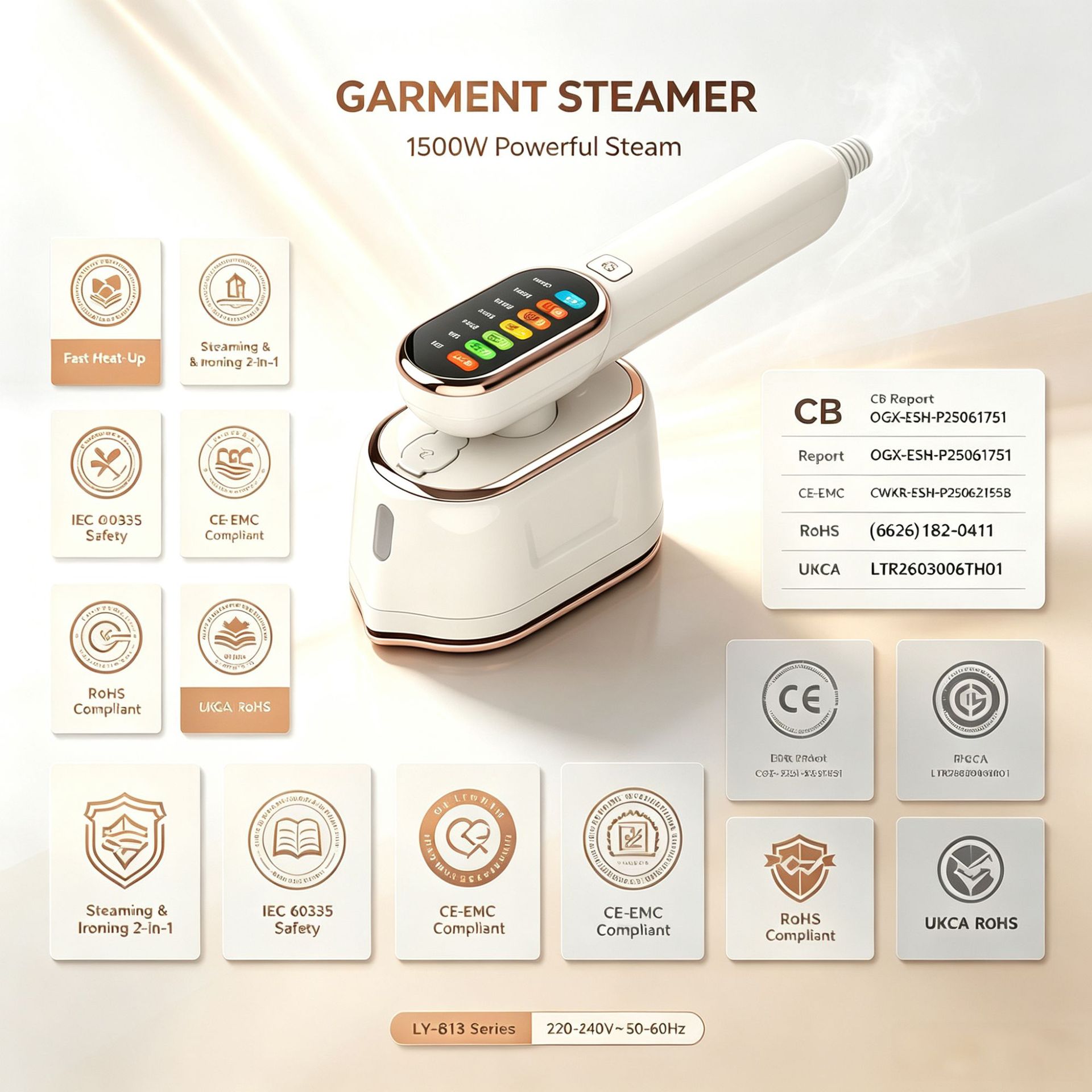 New Russian best-selling digital display 7-speed handheld rotating garment steamer, high-power ironing for clothes, convenient for travel and home use