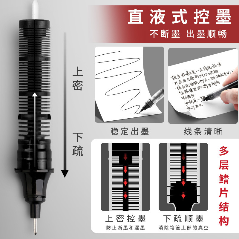 直液式走珠笔0.5mm中性笔学生用速干笔碳素笔水性笔直液笔签字笔|undefined