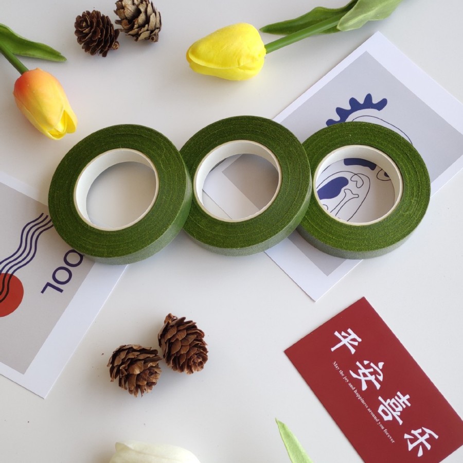 Ventas Directas de fábrica pegajosa cinta verde cinta floral al por mayor 27 m cinta verde cinta polo de la flor DIY flor artificial