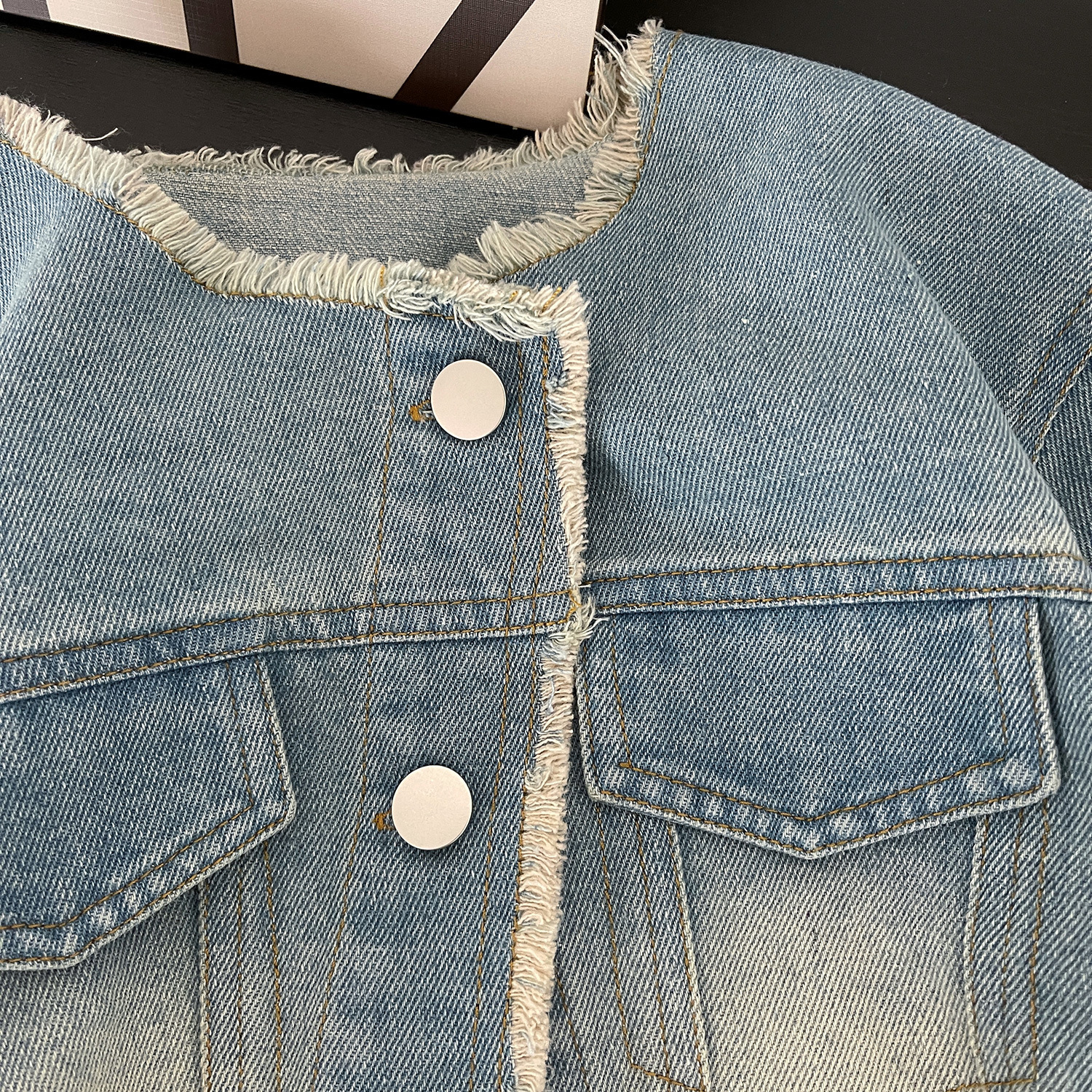 2024 Spring New Korean Girls' Denim Set with Irregular Hairy Edges for Girls 24025_voghion.com