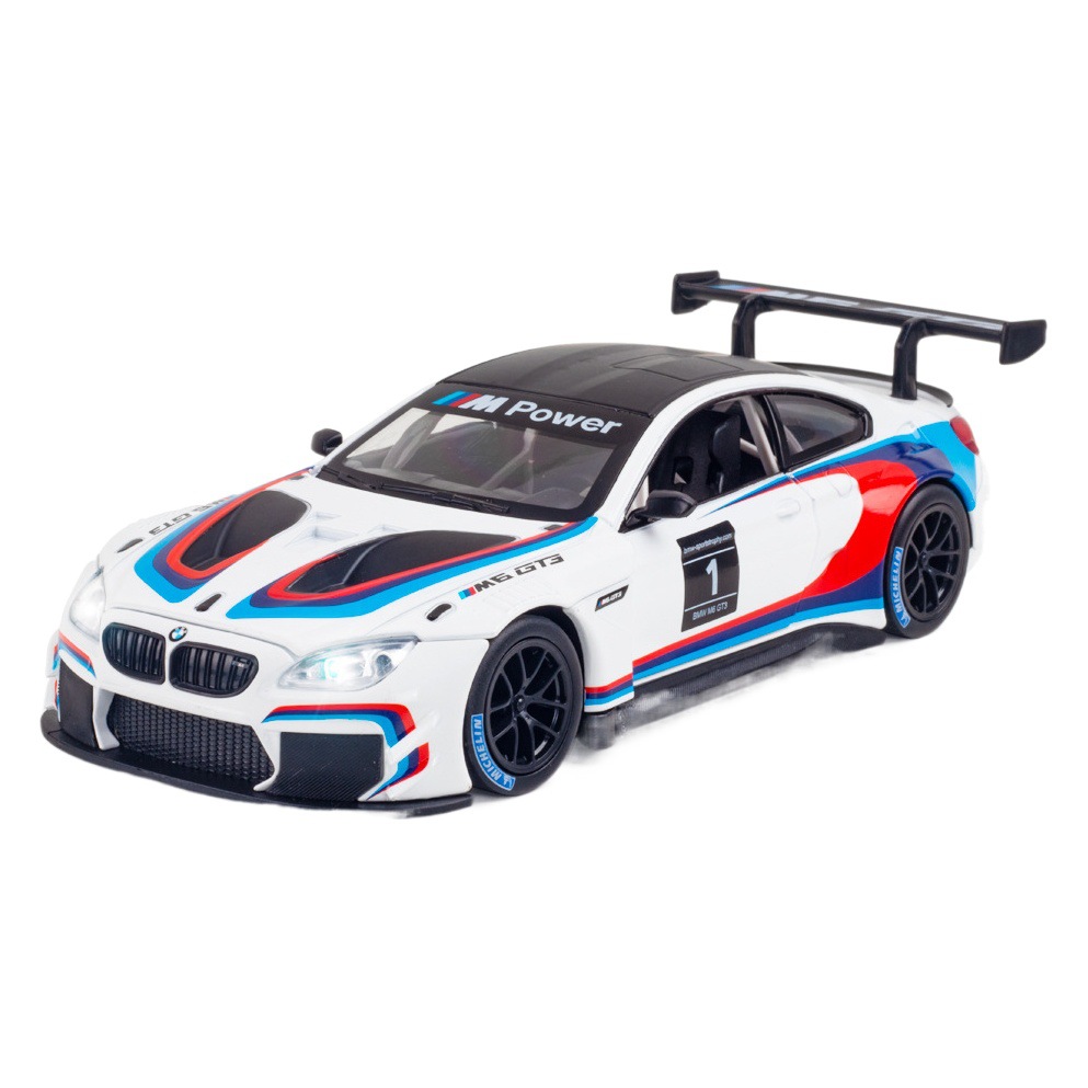 Caipo modelo de coche de aleación 1 a 24 BMW M6GT3 coche deportivo sonido iluminación juguete coche música modelo decoración colección