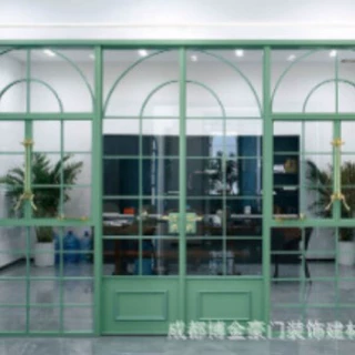 户外室内拱形双开门 子母门 平开门玻璃大门源头工厂