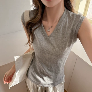工厂灰色坎肩背心女新款时尚百搭宽松慵懒风遮肉显瘦打底外穿上衣