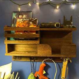 木质收纳架钥匙架家用玄关衣帽架客厅壁挂装饰太阳镜信封置物架