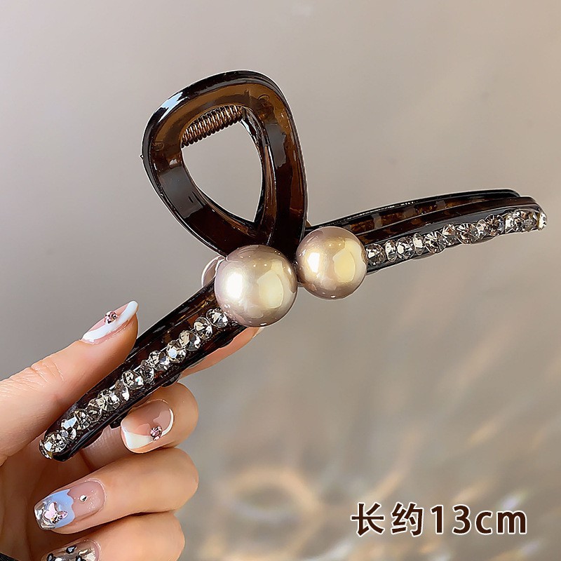 Full diamond double gray beads coffee color - about 13cm