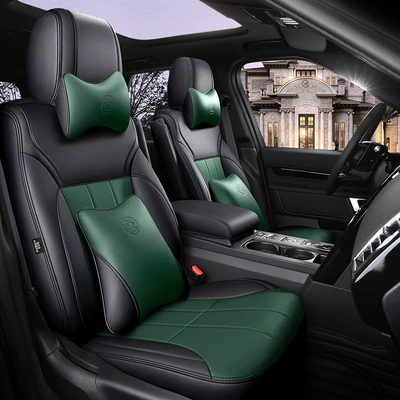 cover 5/7 seats can be ordered, Modelə uyğun (Original) oturacaq örtükləri - black-green-deluxe-edition-5-seats-half-pack-of-ordinary-leather