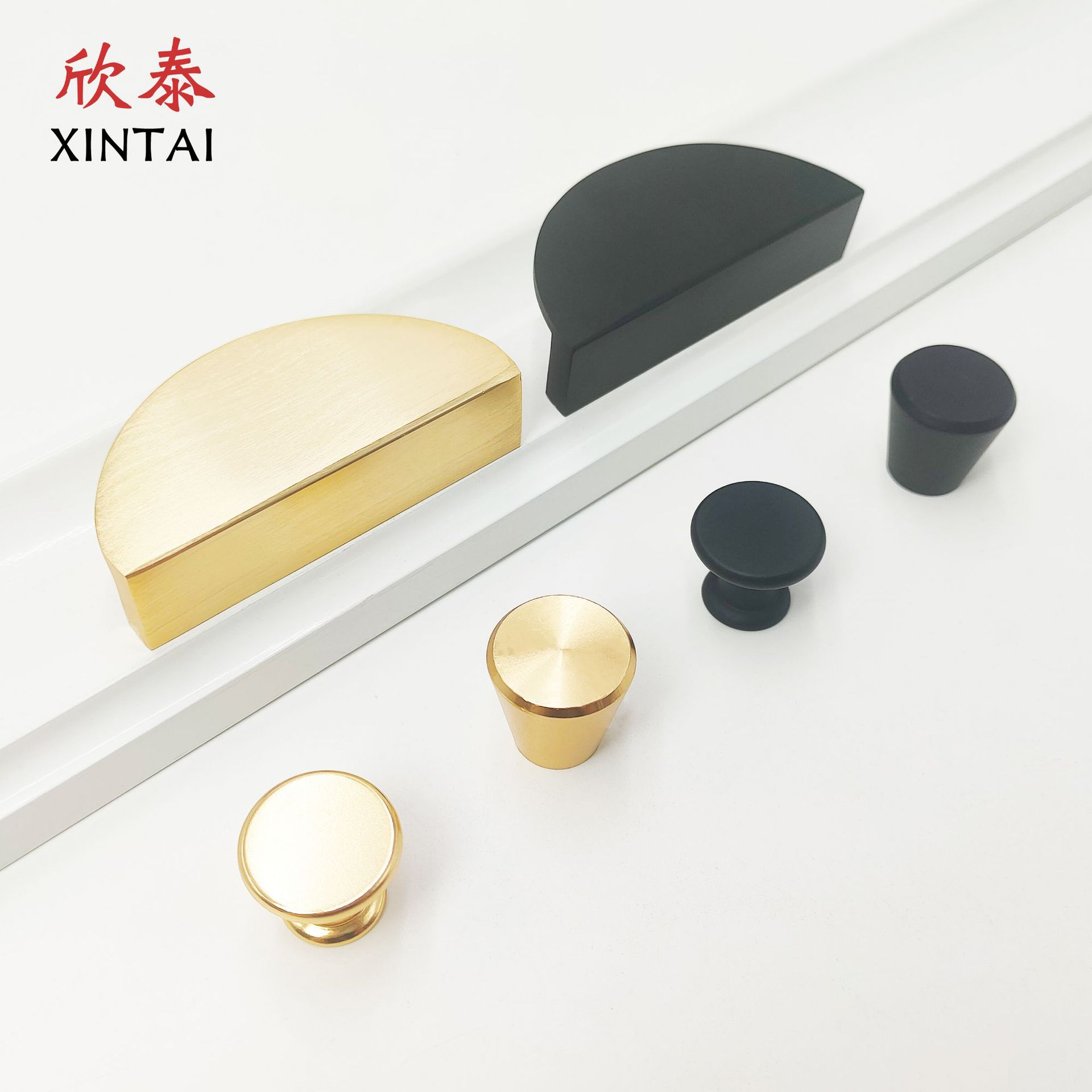Modern Minimalist Cabinet Handle Black Shoe Cabinet Drawer Wardrobe Door Pull for Half Circular Aluminum Alloy Handle, Dual Installation