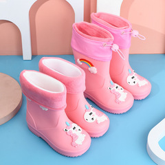 子供用レインブーツ、女の子用ゴム紐付き裏起毛、男の子用滑り止めウォーターシューズ、四季通用漫画柄レインブーツ、幼稚園児用レインブーツ