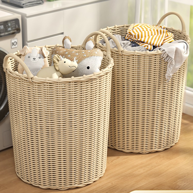 Dirty Clothes Basket Household Dirty Clothes Storage Basket Dirty Clothes Basket Rattan Basket Large Capacity Laundry Basket Clothes Storage Bucket Basket