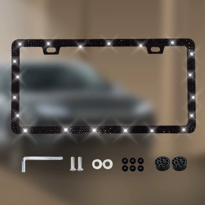 Plate Frames, Three Styles of | License plate holder/license plate holder - square-hole-sharp-corners-narrow-edges-single-piece-black