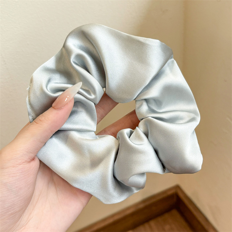 Accesorio para el cabello de estilo francés para mujer, pañuelo cuadrado simple, coletero de gran tamaño con ribete de encaje.