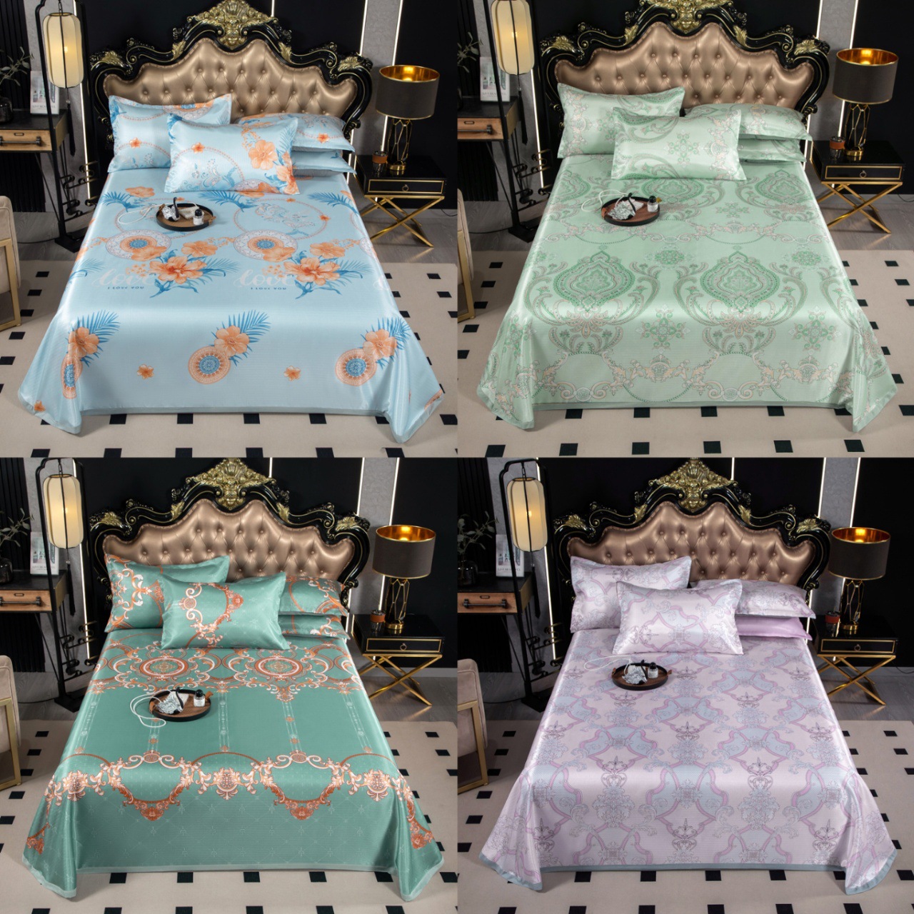 Estera de hielo fresca caja de regalo dormitorio cama transpirable lavable verano estera de hielo de tres piezas de regalo de apertura de promoción