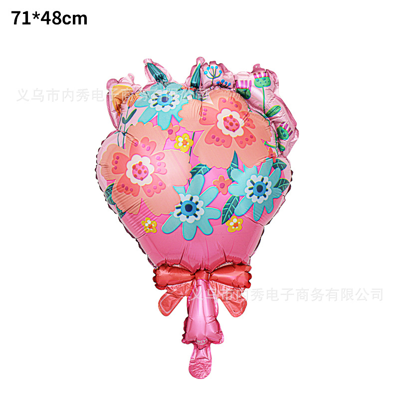 Globos de ramo del día de la madre transfronterizos Globos de película de aluminio en forma de cara sonriente Globos de ramo de mano Globos de flores en macetas