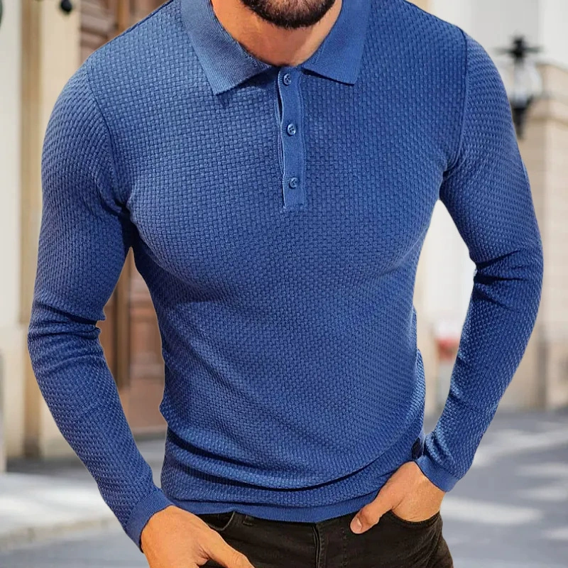 Европейская и американская трансграничная мужская одежда 2024 весна новый мужской вязаный свитер повседневный шерстяной свитер с длинными рукавами Polo SY0011