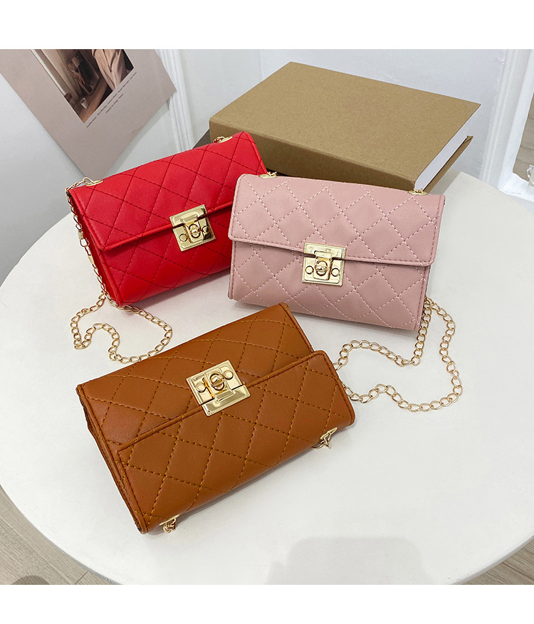 Women's Solid Color Lingge Pu Leather Lock Clasp Wallets display picture 7