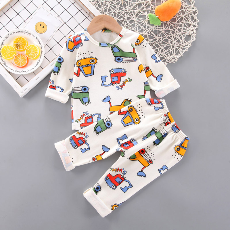 2021男童女孩春天秋季卡通棉毛家居服中小童宝宝圆领睡衣套装批发|ru