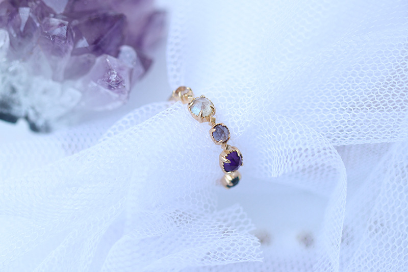 天然紫晶托帕石戒指