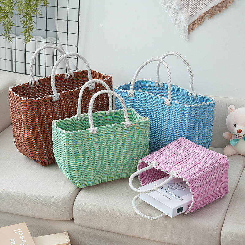 Storage Picking Woven Portable Bath Plastic Vegetable Shopping Basket, Home Use_voghion.com