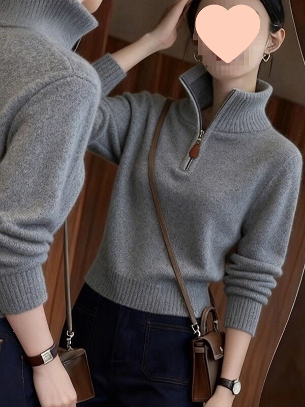 High-end, fashionable, versatile, and thick high-neck knit sweater, 2026 autumn/winter new collection, loose-fitting and slimming, perfect as an inner layer High-end, fashionable, versatile, and thick high-neck knit sweater, 2026 autumn/winter new collection, loose-fitting and slimming, perfect as an inner layer