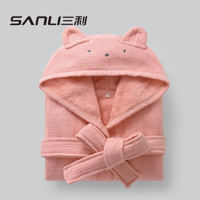 【新作子供用バスローブ】Sanli Towel クロスボーダー綿タオル素材 パジャマ 長袖 フード付き 親子浴衣 パジャマ|undefined
