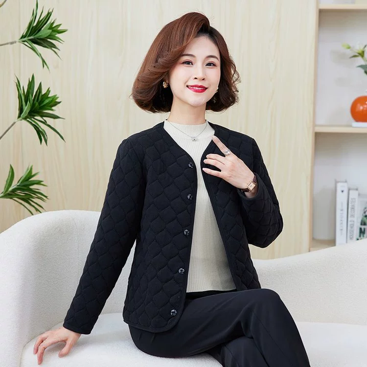 Облегающая куртка для мамы с хлопковой подкладкой de Velvet, осенне-зимняя короткая зимняя одежда для среднего и пожилого возраста, Женское пальто с хлопковой подкладкой, тонкое пальто для пожилых людей