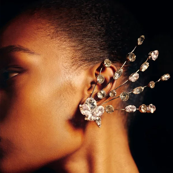 Cross-border Hot Sale Rhinestone Tassel Ear Hanging High-grade Rhinestone Asymmetric Earrings Light Luxury Fashion Earrings earrings