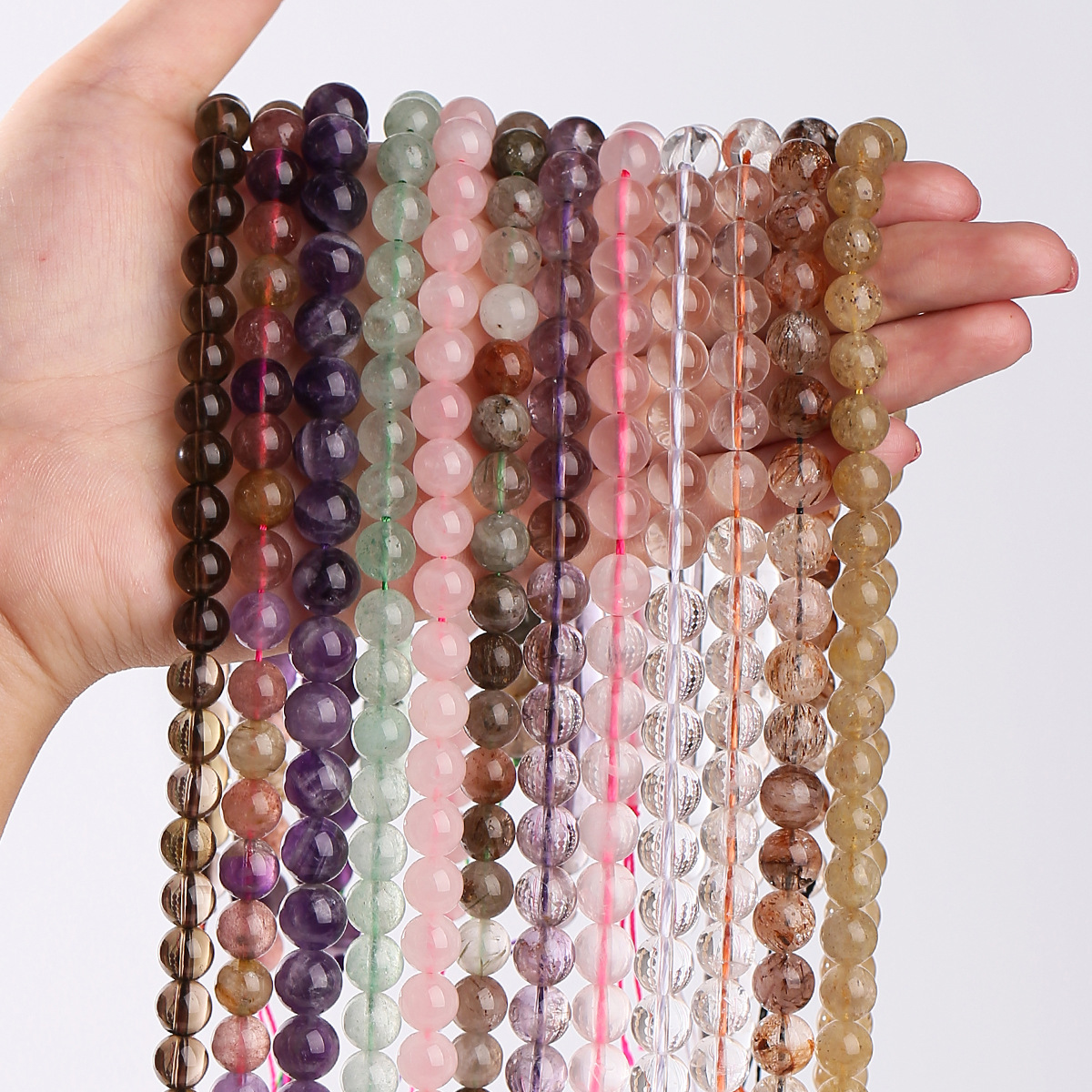 Colección de perlas de cristal natural super siete perlas de cristal de fresa cristalina pulsera cuentas DIY accesorios de joyería perlas