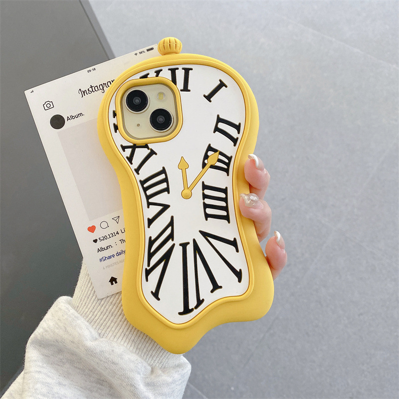 Three-dimensional silicone clock iPhone14/13 for 12/11 Apple 16/15PROMAX mobile phone case anti-fall cover
