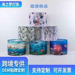 跨境亚马逊图案印刷布艺灯罩可拆卸KD罩装饰吊灯落地灯台灯灯罩
